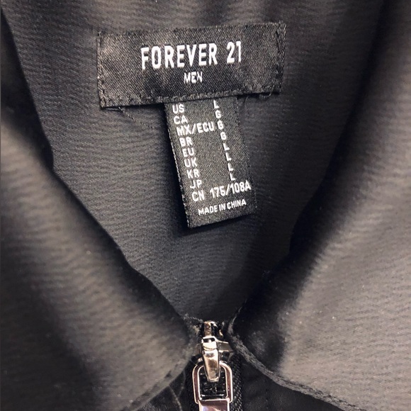 Forever 21 Men’s Black Size Large Zip Up Long Sleeve 4-Pocket Shirt (Pre-Owned) - Picture 9 of 9